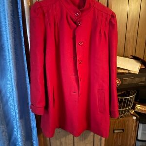 Elegant Red Pea Coat